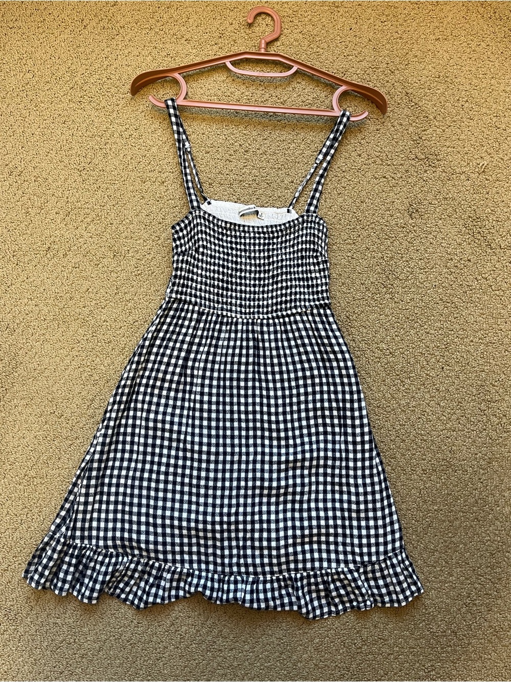 Abercrombie Black & White Gingham Sundress with Ruffle Hem